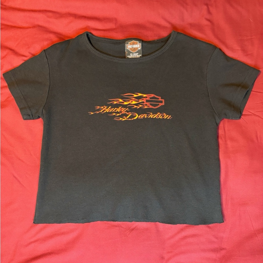 Harley Davidson flames graphic tee